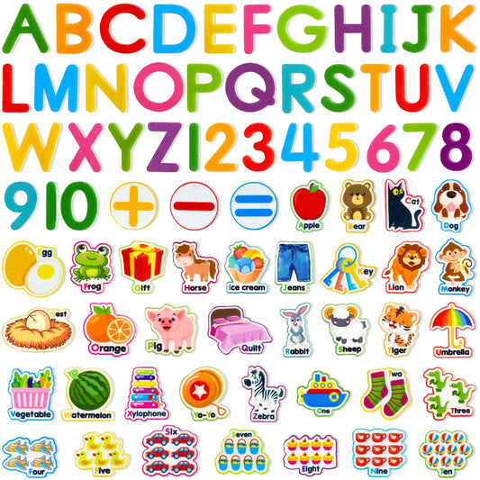 PENGFULL felt letters and numbers set on a board for interactive early learning.