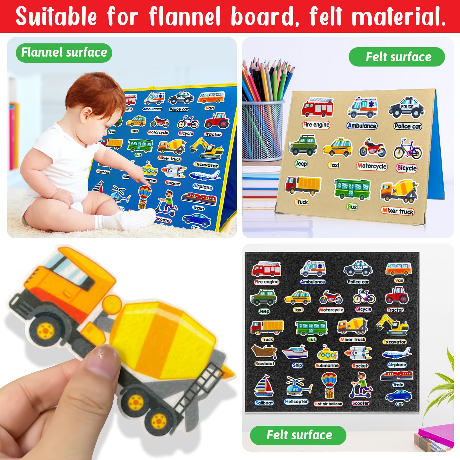 PENGFULL handheld vehicle pieces—durable felt for everyday learning sessions.