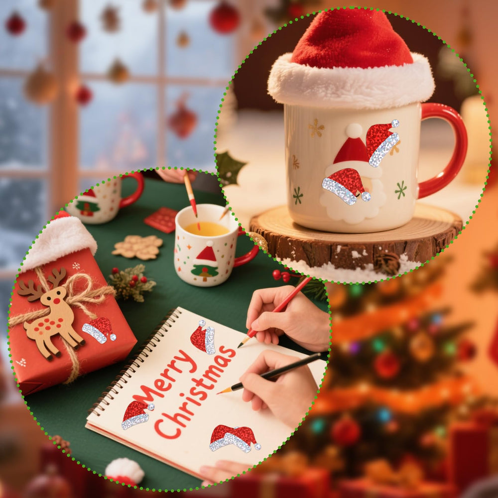 Penitue Santa hat sticker on cookie tins brightens holiday gifts