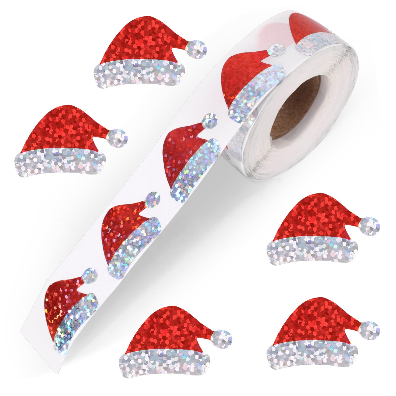 Penitue Santa hat glitter sticker on gift tags adds festive sparkle