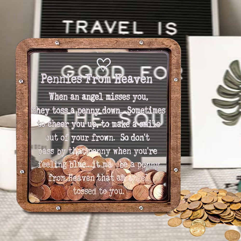 Engraved memorial panel on the Pennies From Heaven Bank for a lasting tribute