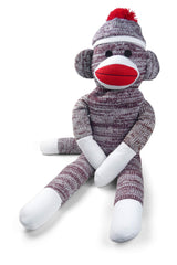 Pennington Bear Company original sock monkey 20-inch in knitted plush, durable cuddle buddy.