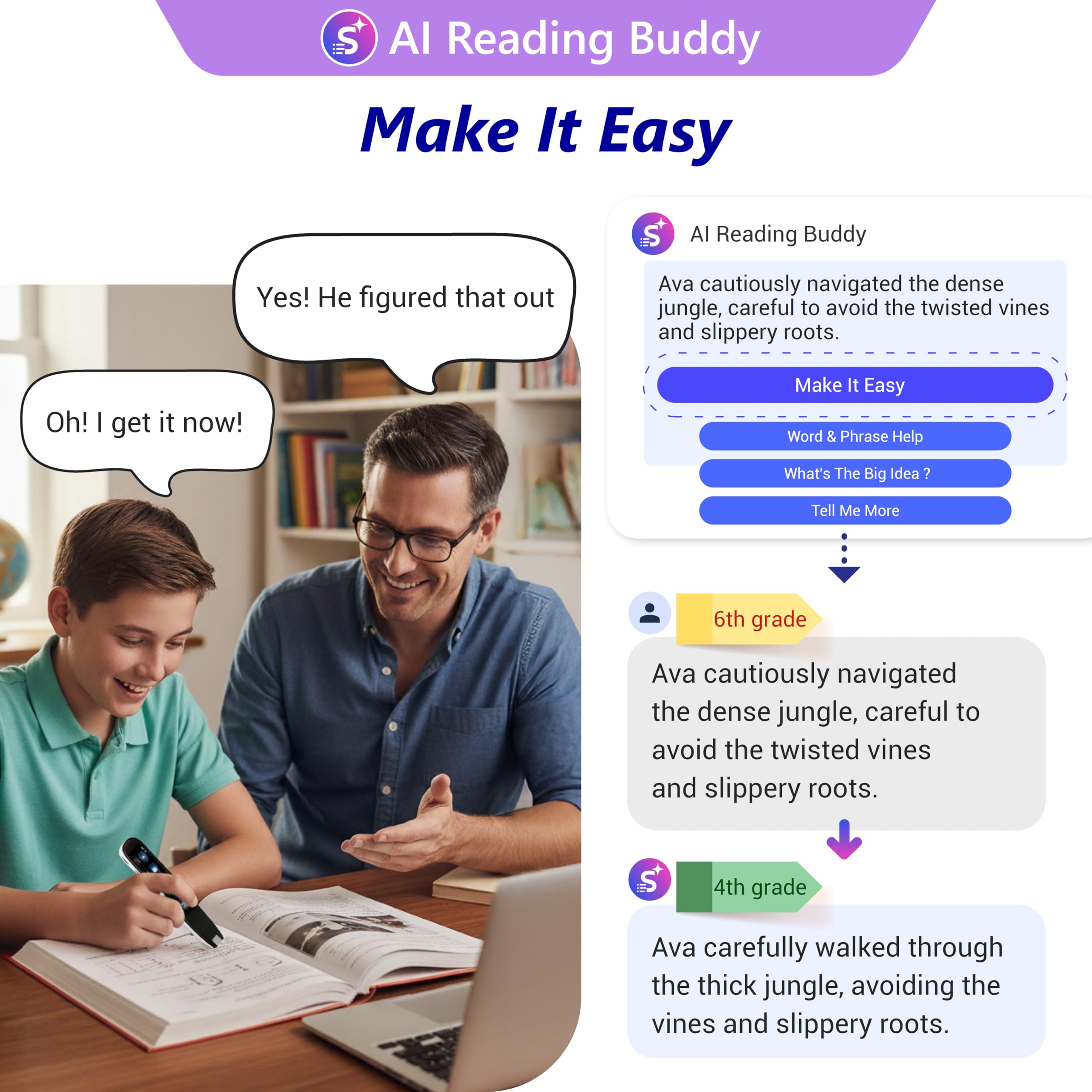 WorldPenScan AI Reader displaying word explanations for learners