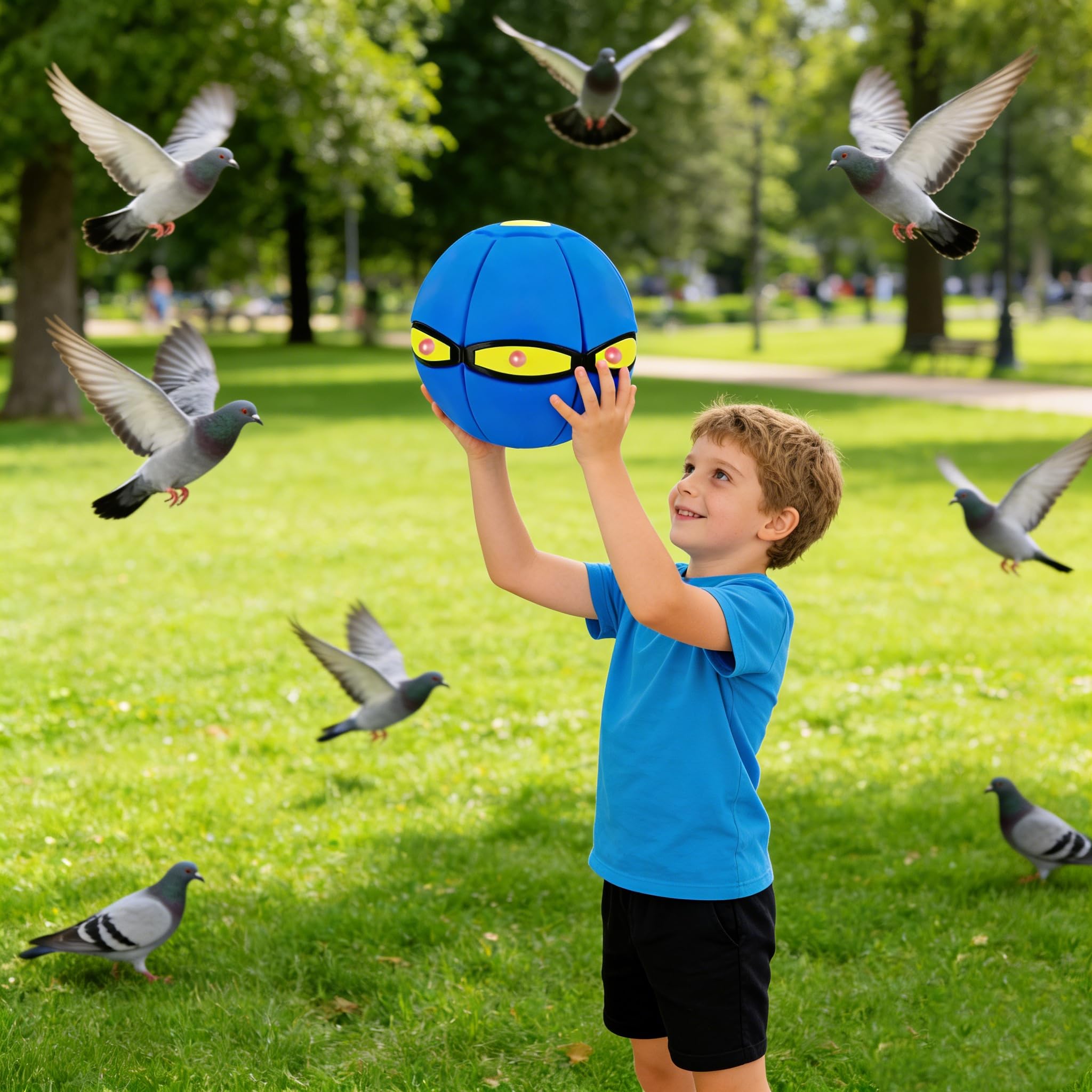 Peocryy flying saucer illuminated for nighttime outdoor fun