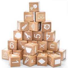Peohud wooden alphabet blocks show capital letters clearly for early literacy learning.
