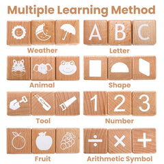 Peohud wooden number blocks support counting skills through tactile stacking.