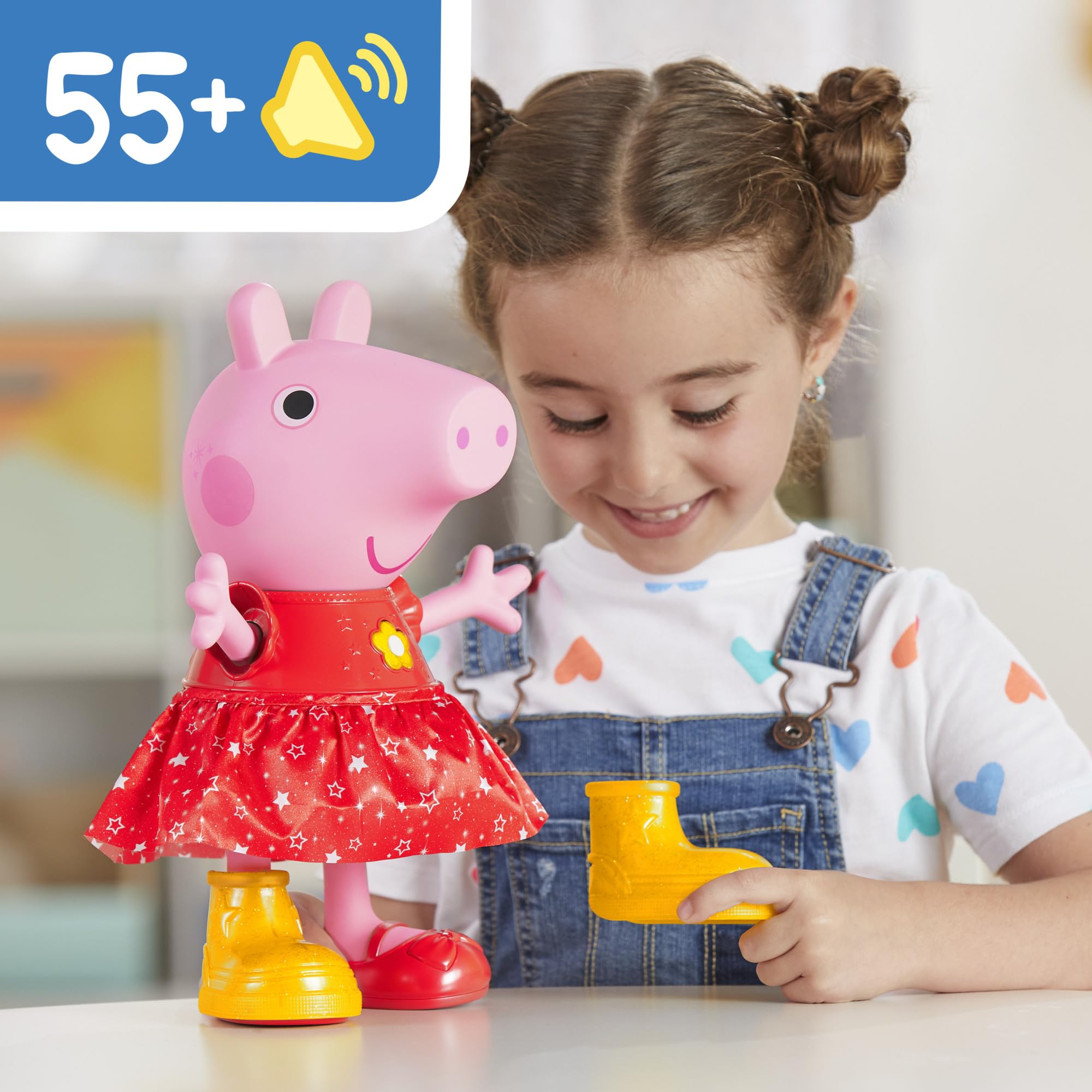 Peppa Pig 12-inch interactive doll invites children to sing, dance, and imagine.