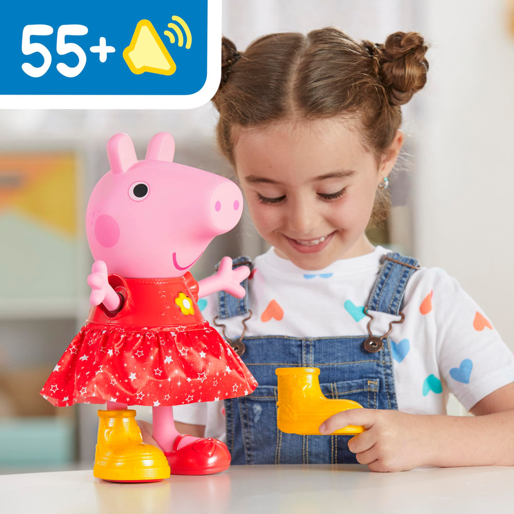 Peppa Pig 12-inch interactive doll invites children to sing, dance, and imagine.
