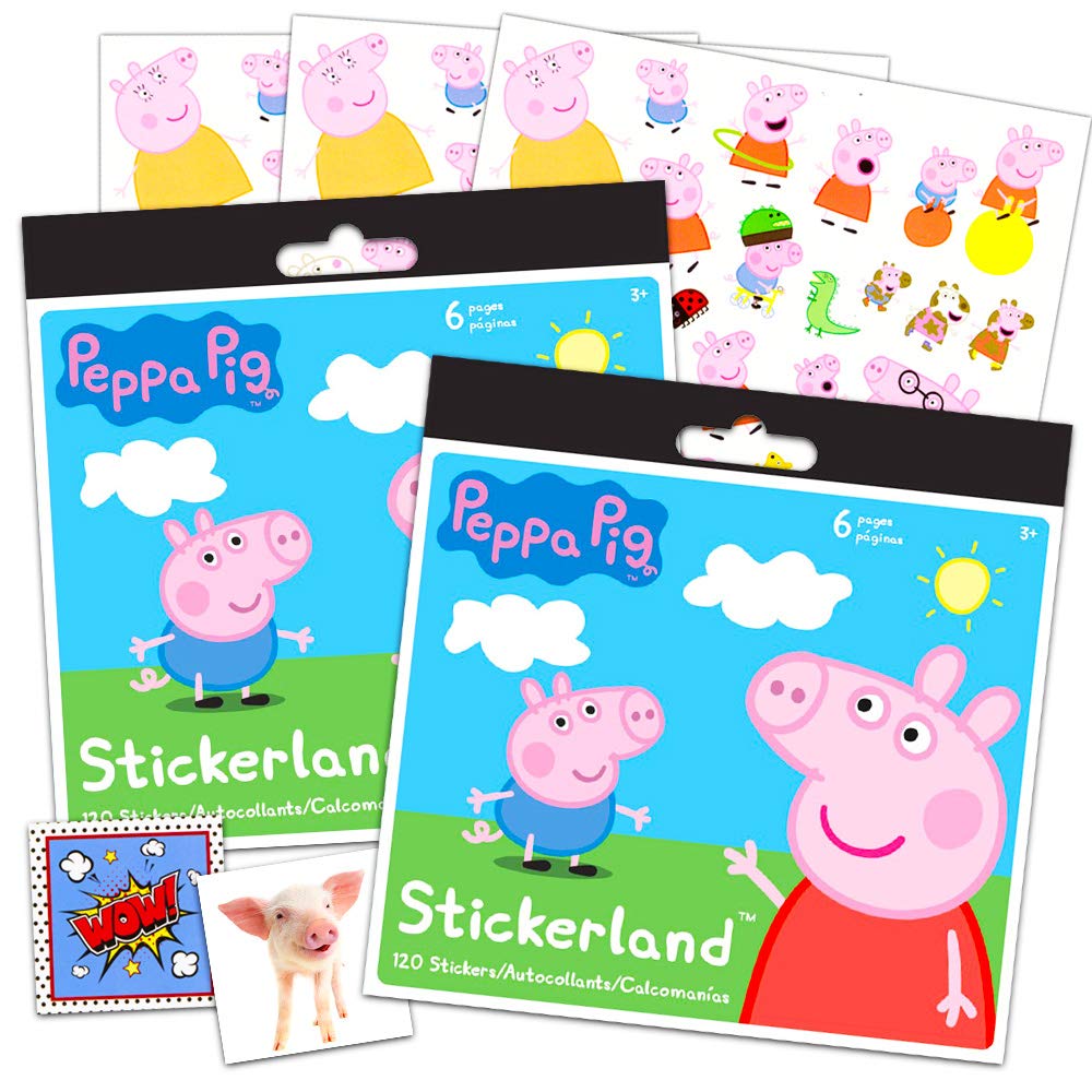 Peppa Pig 12-sheet sticker bundle featuring favorite characters for party favors.