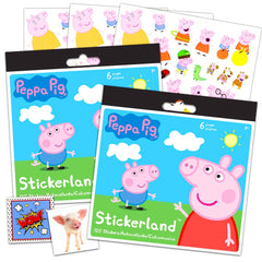 Peppa Pig 12-sheet sticker bundle featuring favorite characters for party favors.