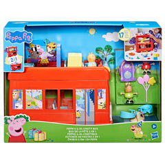 Peppa Pig playset opened to reveal three interactive floors.