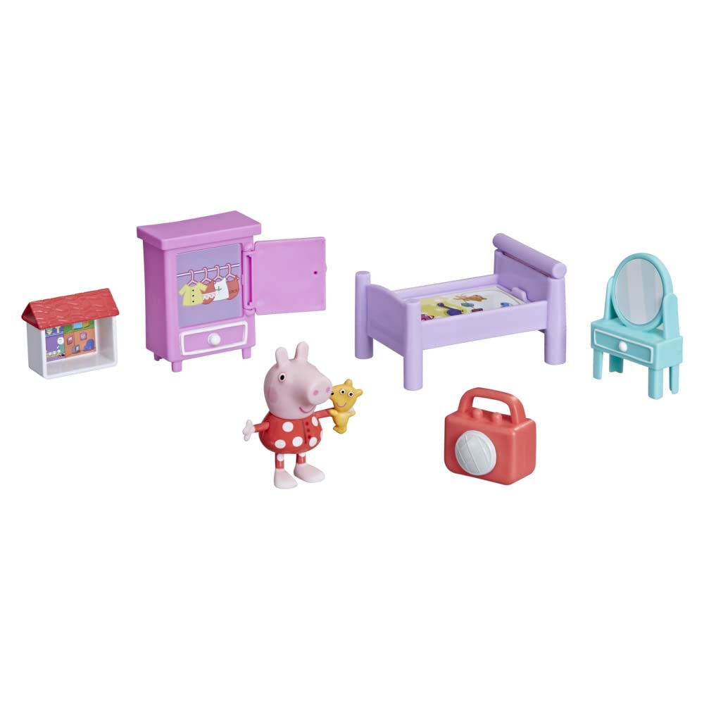 Peppa Pig 3-inch figure in polka-dot pajamas sparks bedtime roleplay.
