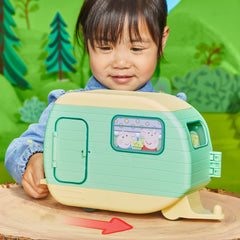 Peppa Pig caravan awning extended for shade-filled play sessions.