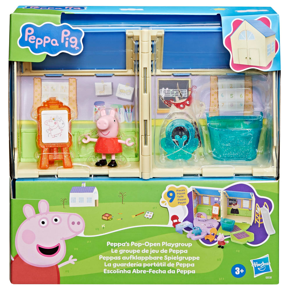 Peppa Pig classroom area with easel invites kids to create and tell stories.