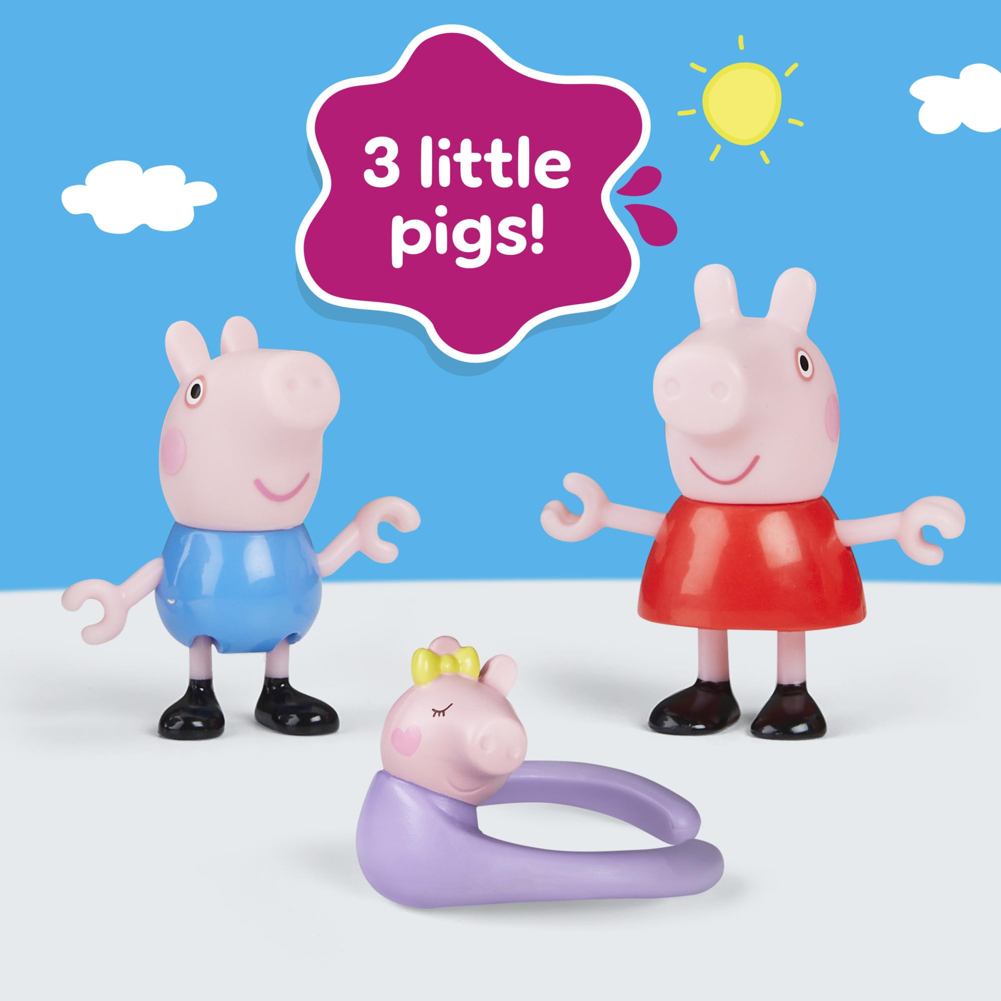 Peppa Pig figure for sibling storytelling and caring family moments.