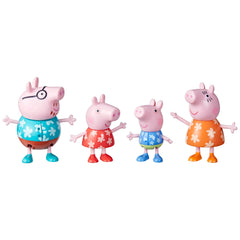 Peppa Pig family holiday figures in tropical outfits for imaginative beach play