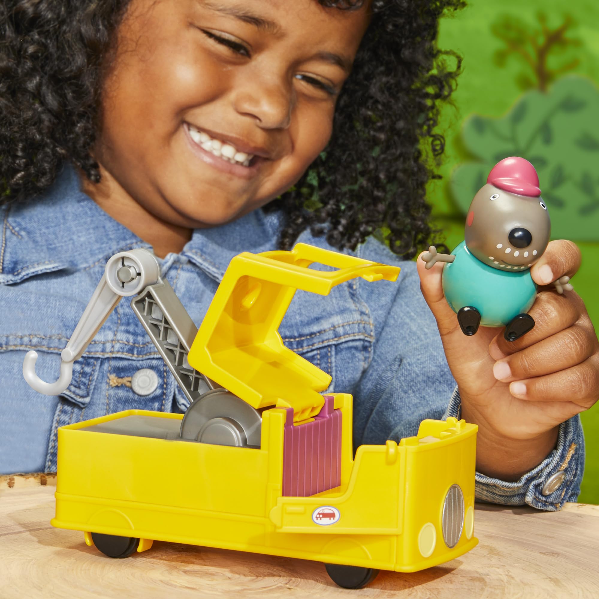 Peppa Pig Granddad Dog figure inside cab supports quick role play setups