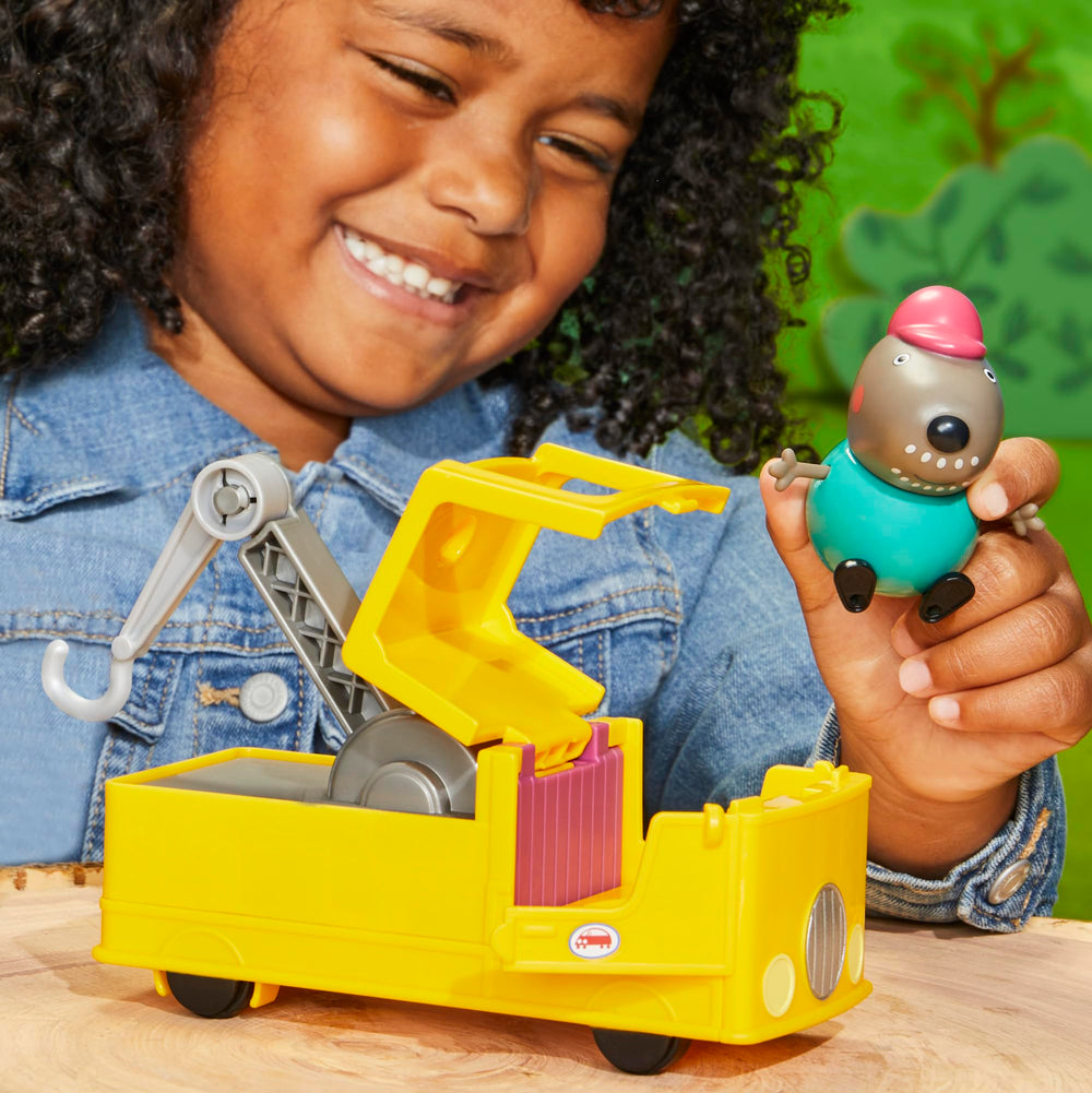 Peppa Pig Granddad Dog figure inside cab supports quick role play setups