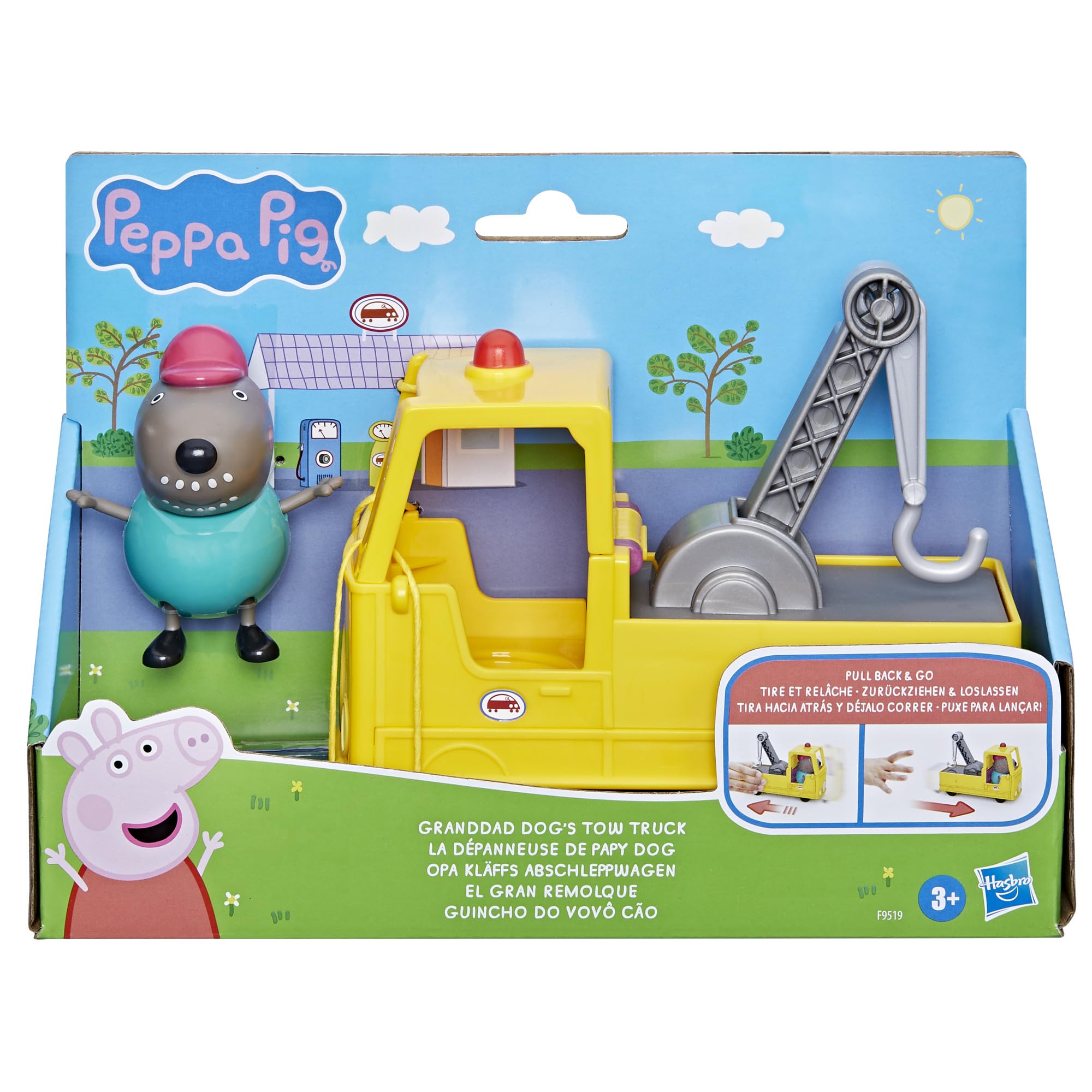 Peppa Pig Granddad Dog tow truck side view encourages storytelling and creative rescues