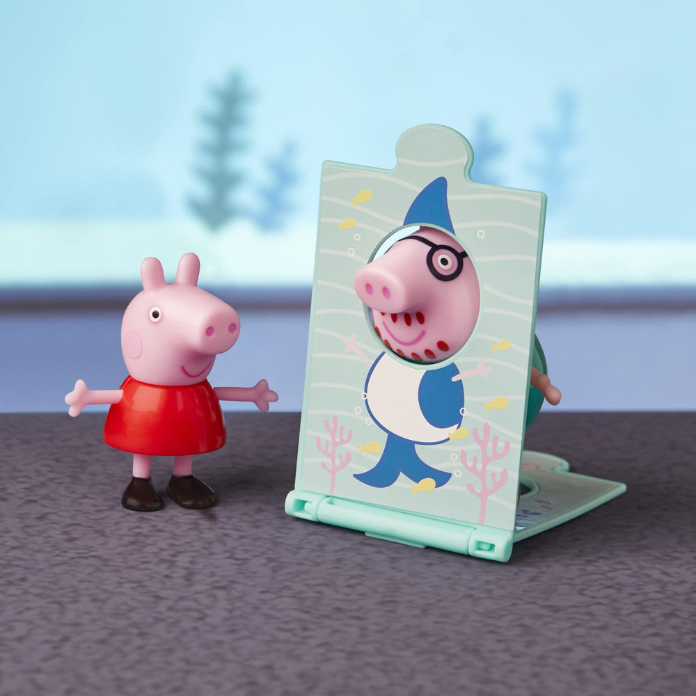 Peppa Pig ocean backdrop featuring red fish moving during play.