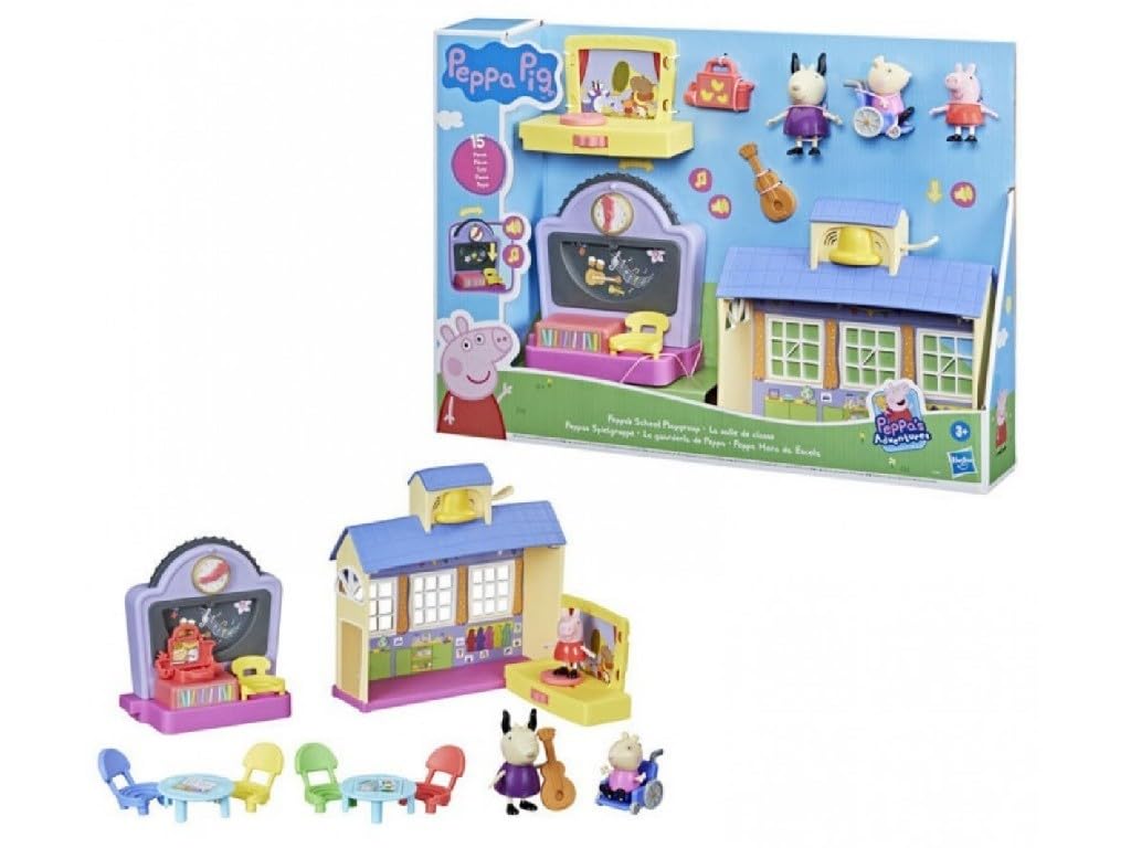 Peppa Pig Peppa's Adventures playset chalkboard dial showing lesson changes.