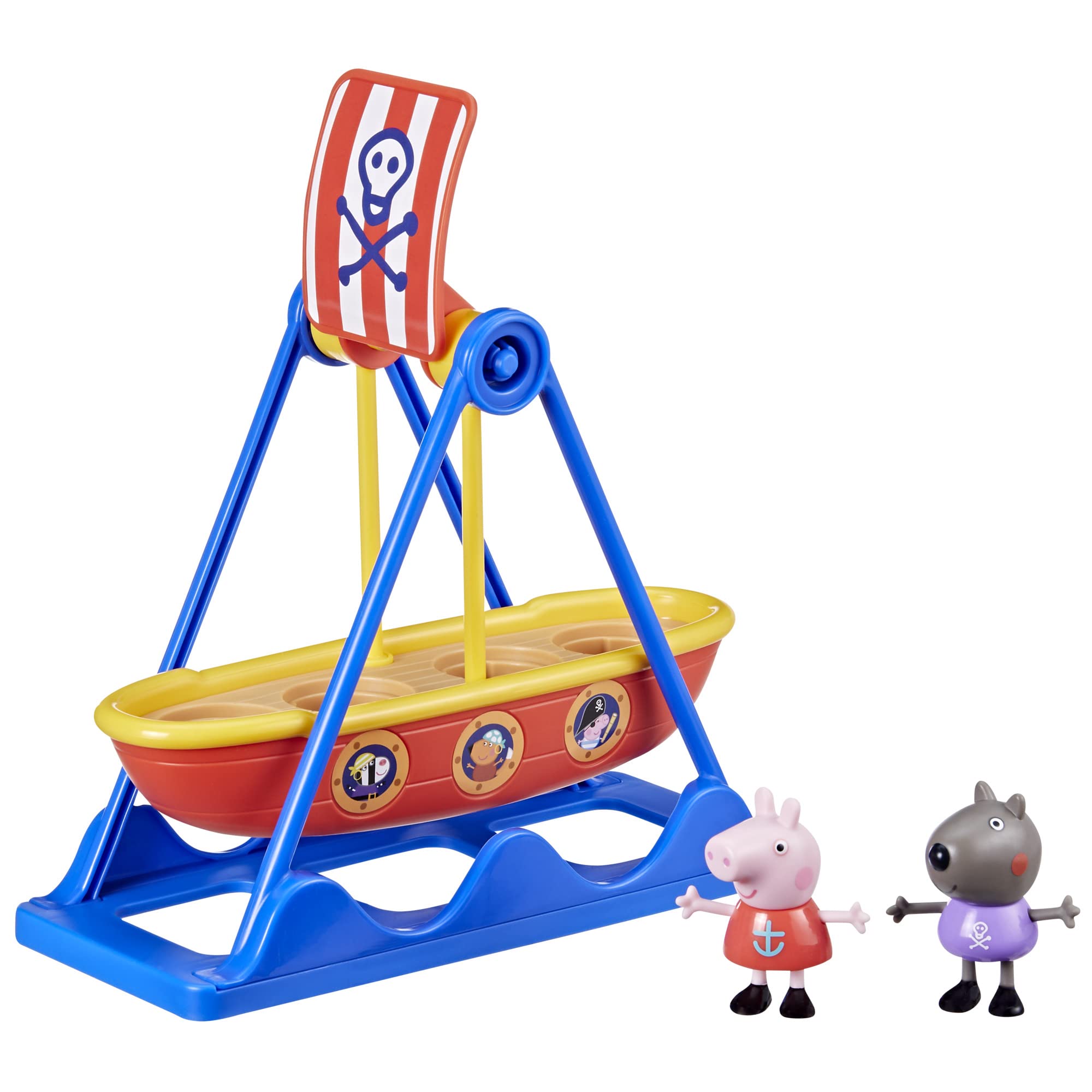 Peppa Pig pirate ride swinging ship for imaginative play and storytelling.