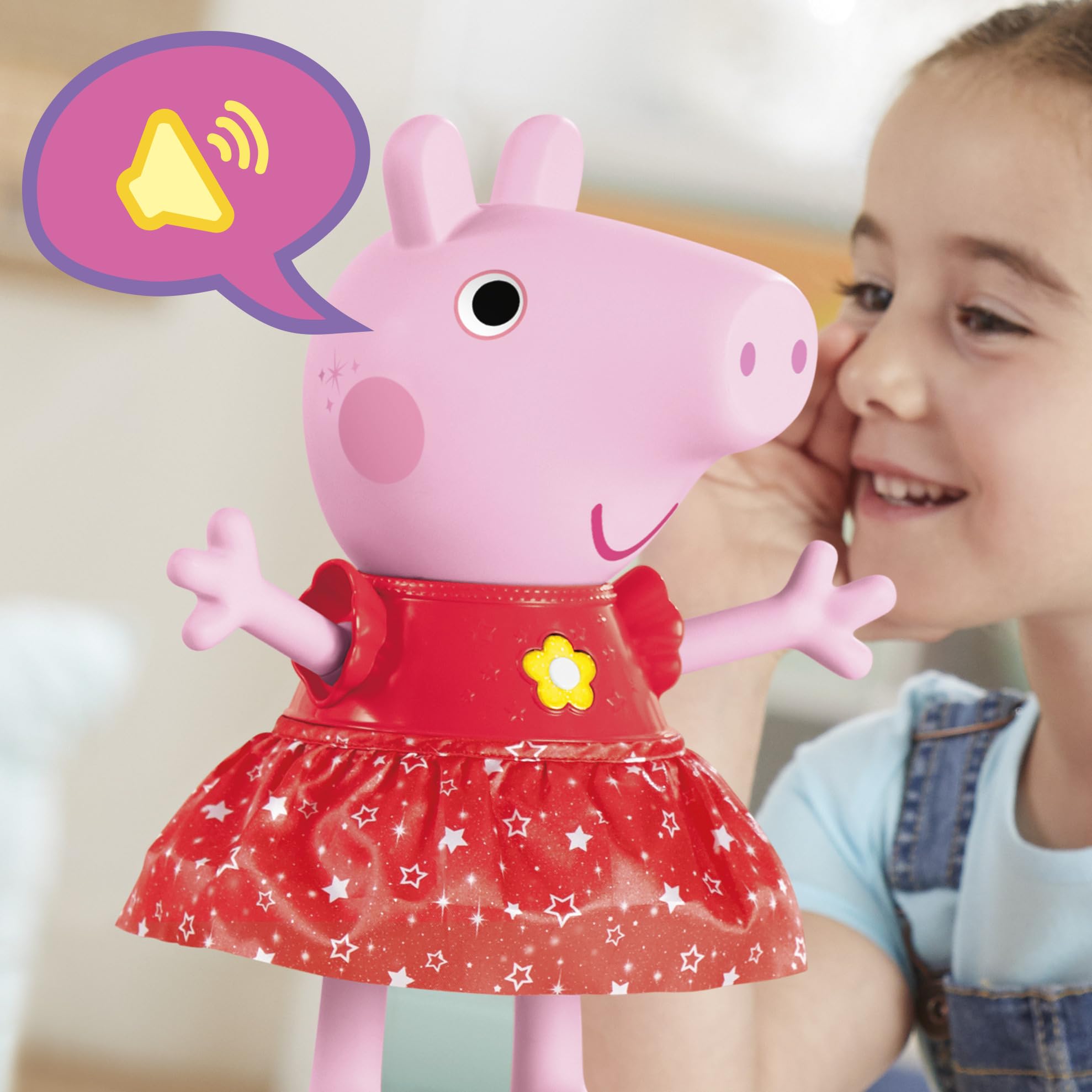 Peppa Pig toy responds to claps and sounds for extra phrases.