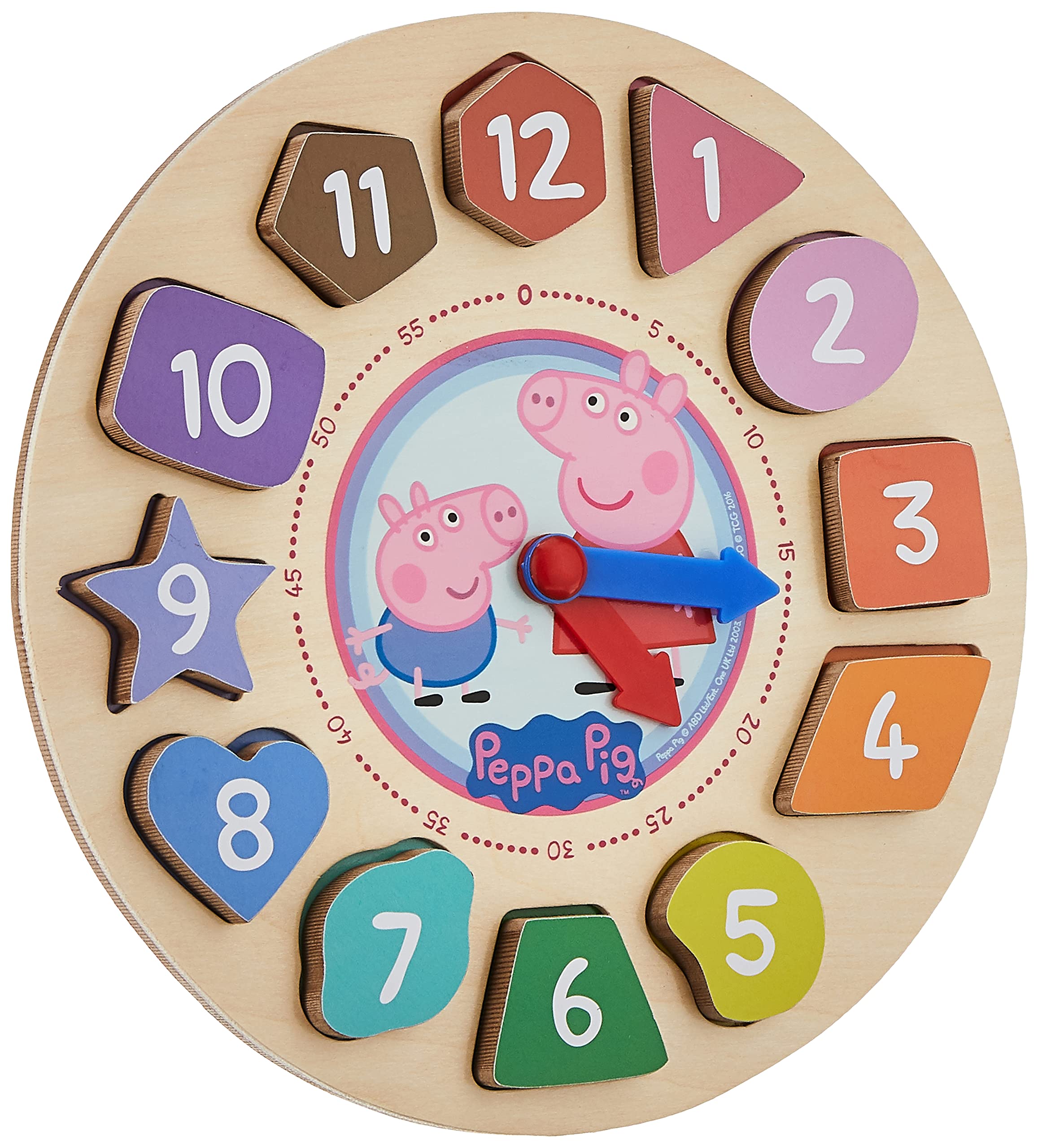 Peppa Pig shape sorter shapes promote number recognition through tactile matching.