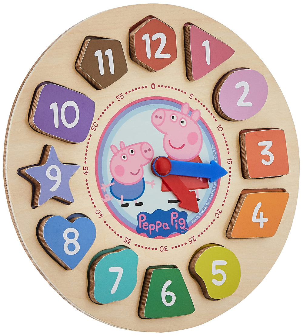 Peppa Pig shape sorter shapes promote number recognition through tactile matching.