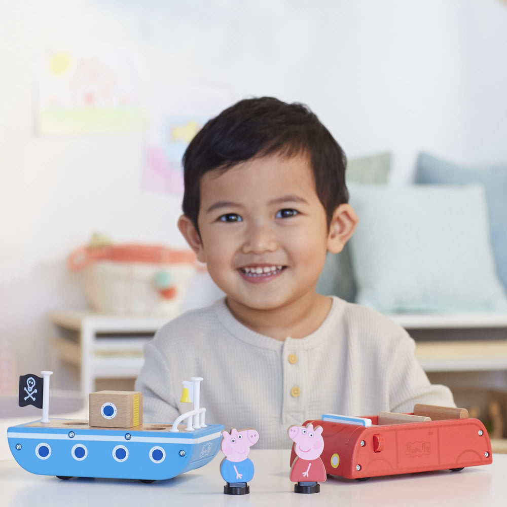 Peppa Pig wooden boat ready for seaside stories and toy sailing