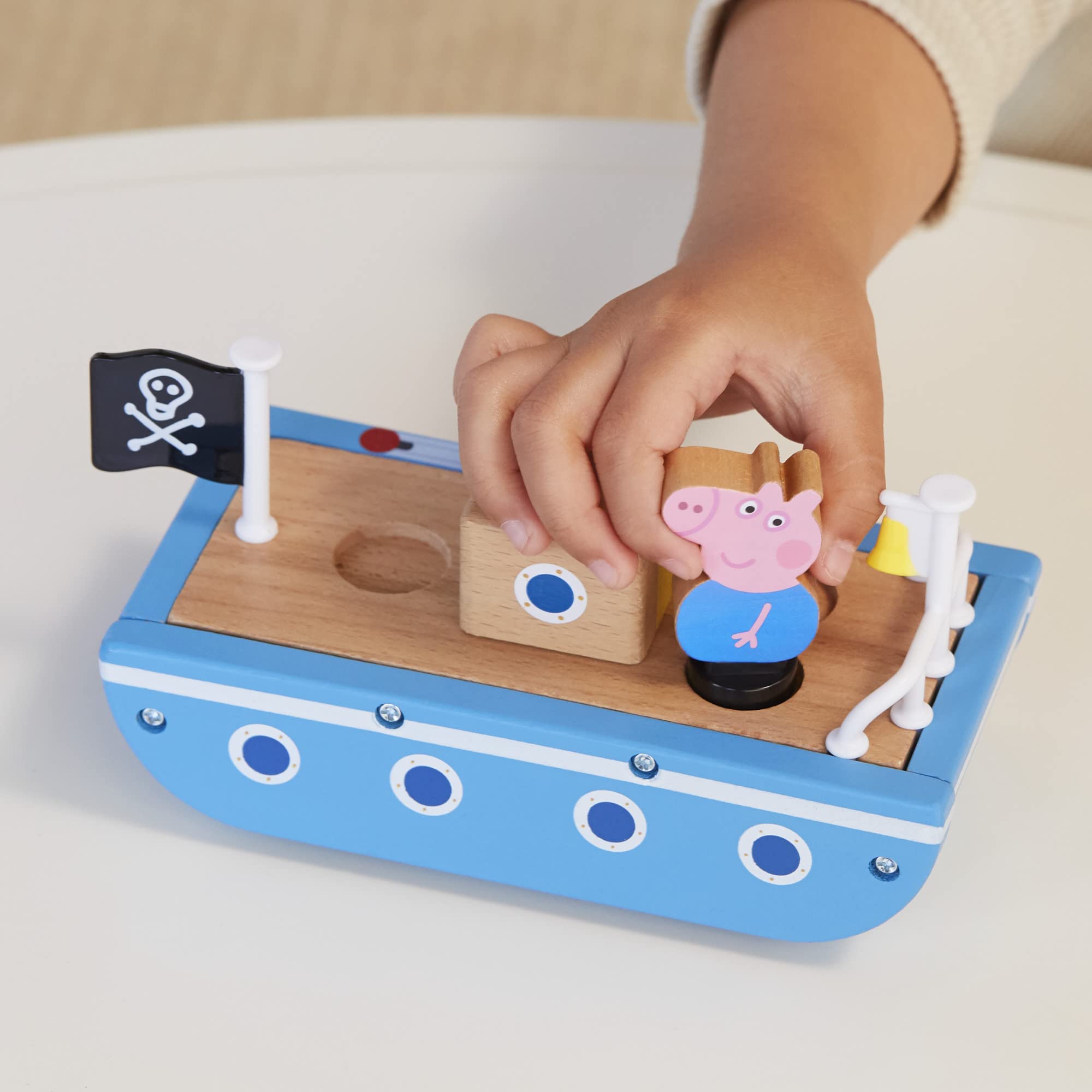 Peppa Pig wooden car wheels rolling for smooth, interactive play