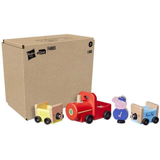 Peppa Pig wooden train cars connected magnetically for smooth cooperative play