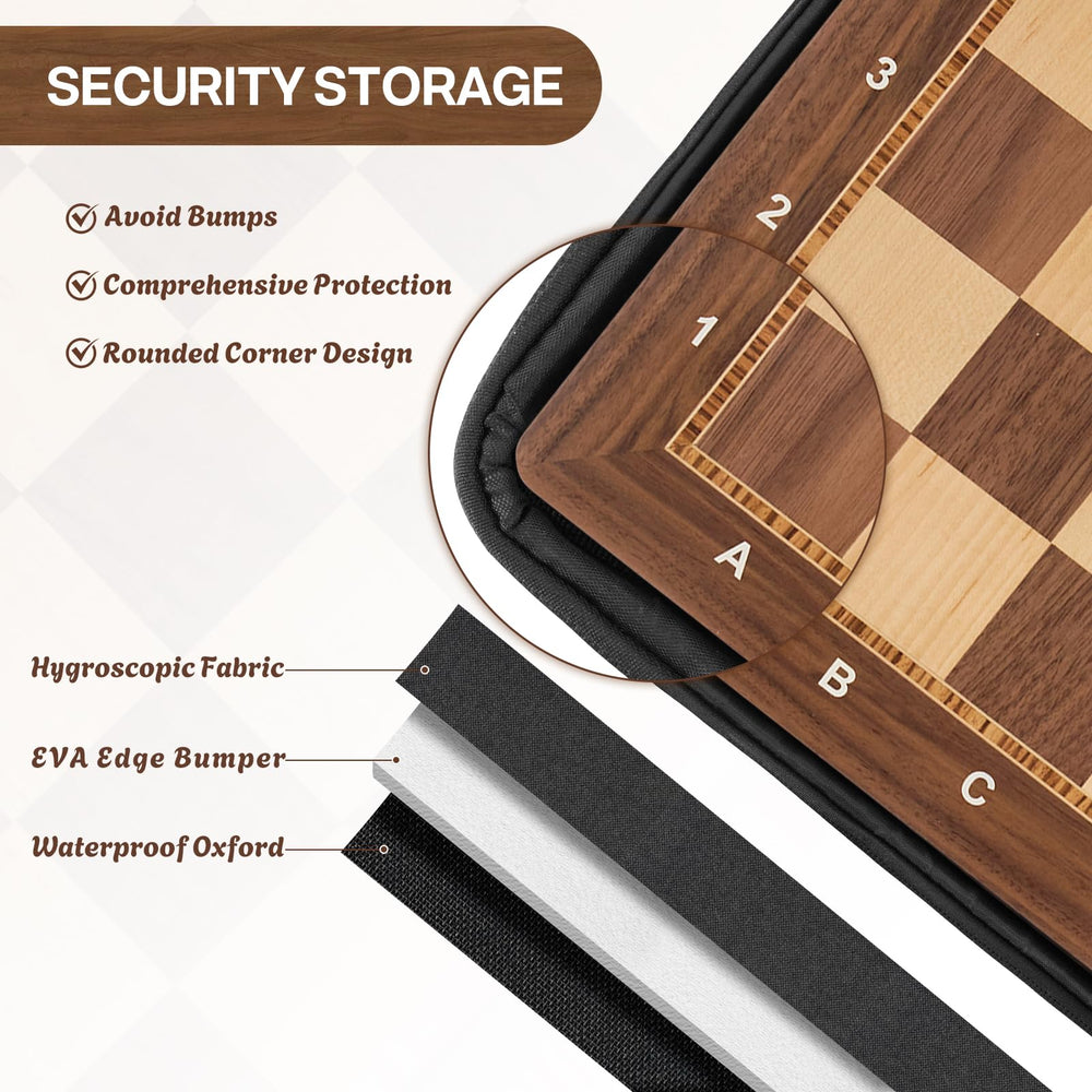 64-square layout on the 18.89 inch board supports precise positioning