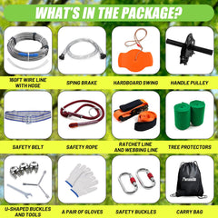 Perantlb zipline with 6ft spring brake for safer stops