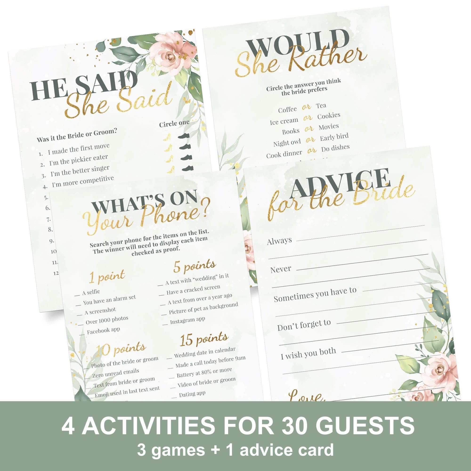 Perfect Occasion four-activities set showcasing four engaging games for guests