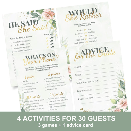 Perfect Occasion four-activities set showcasing four engaging games for guests