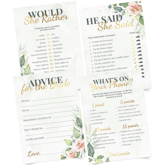 Perfect Occasion bridal shower cards double-sided for extra entertainment options