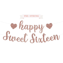 Perfect Occasion pre-strung banner with rose gold glitter letters ready for instant party decoration.