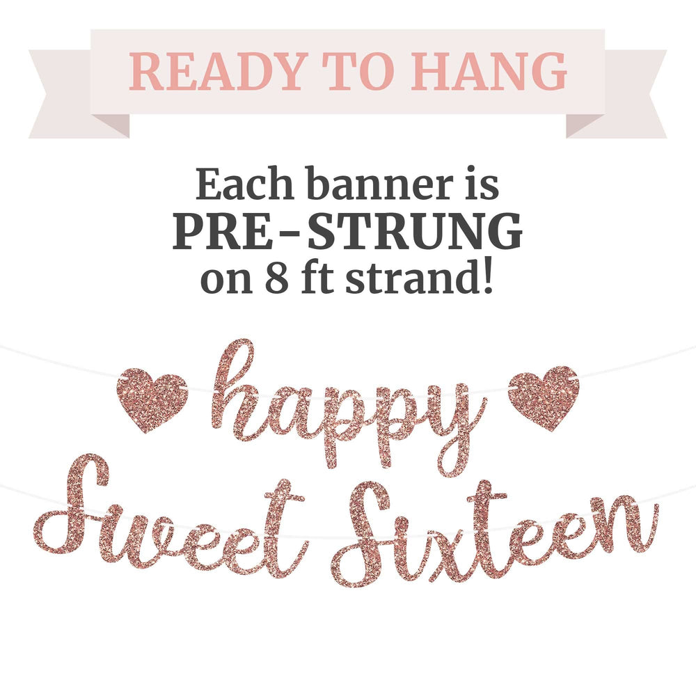 8 ft strand banner shown on mantel for easy hanging by Perfect Occasion.