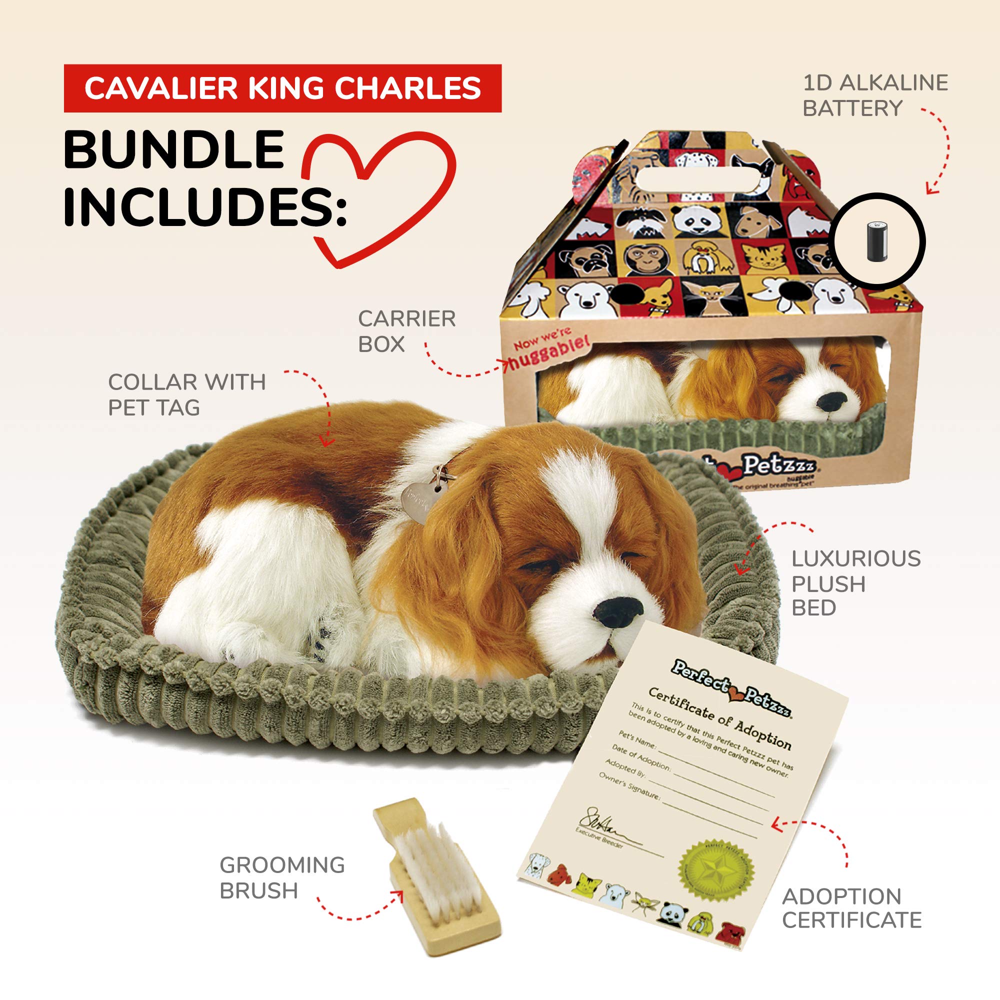 Close-up of Perfect Petzzz Cavalier King Charles synthetic fur texture