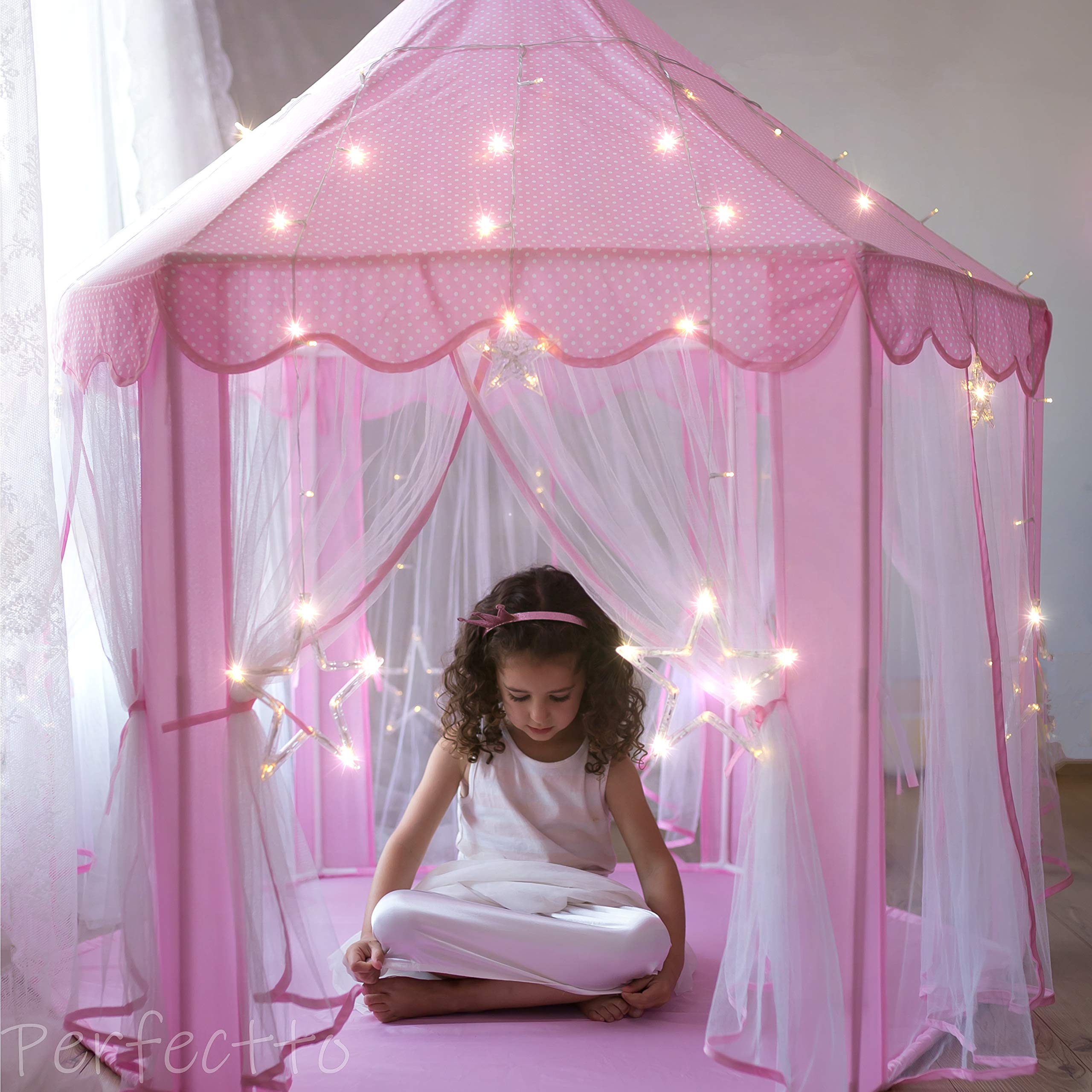Perfectto Princess Castle Tent made of durable polyester for daily use.