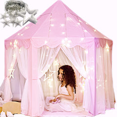 Perfectto Princess Castle Tent exterior ready for indoor pretend play.