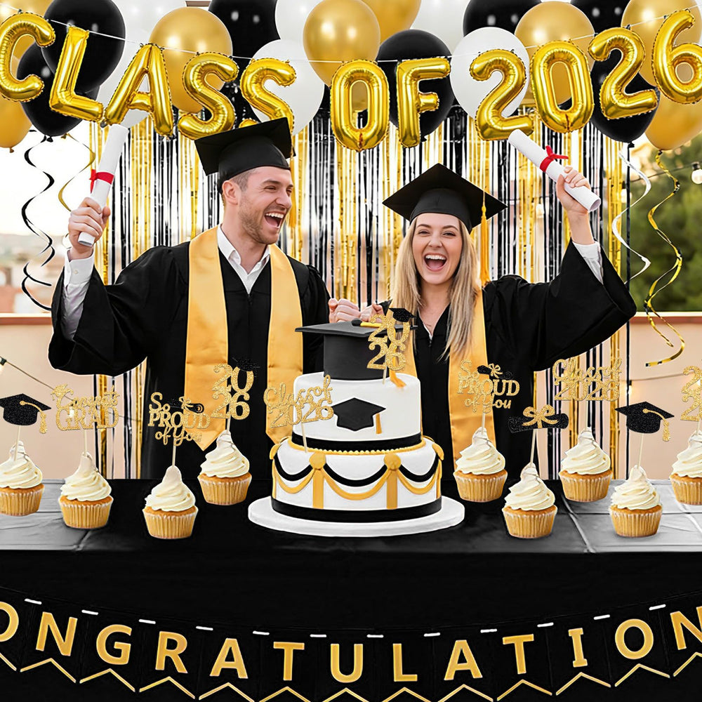 PERFQU Grad Party Decor Toppers provide quick, fun decorating ideas for indoor or outdoor events.