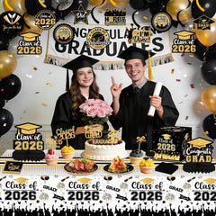 PERFQU Pre-assembled Grad Cupcake Toppers save time while decorating desserts.