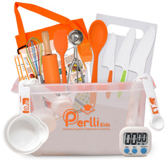 PERLLI kids real cooking set knife helps young chefs practice safe cutting skills