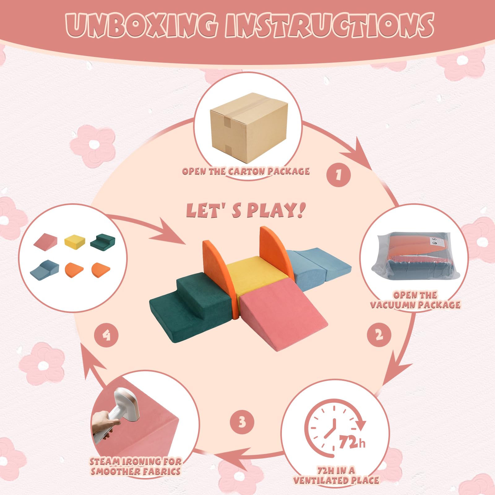 Pernasal foam climbing blocks compact storage keeps playroom tidy when not in use.
