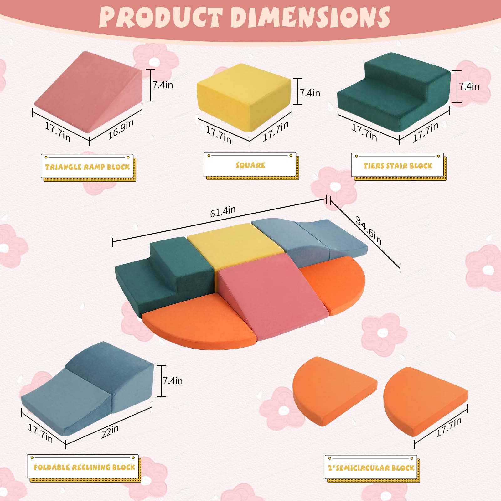 Pernasal foam climbing blocks stable non-slip base reduces slips during climbing and stepping.