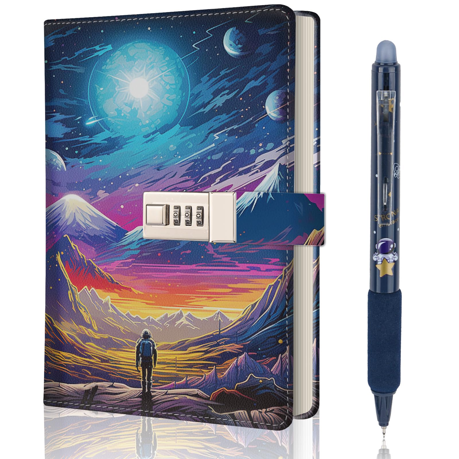 Perpetily Diary with Lock cover shows rugged waterproof PU material for durability.