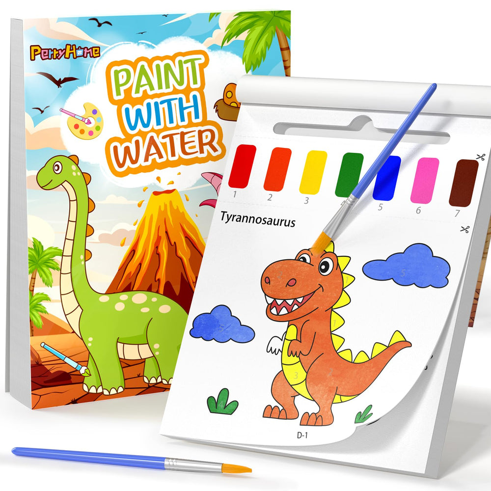 PERRYHOME dinosaur paint with water book cover, engaging kids in color exploration.