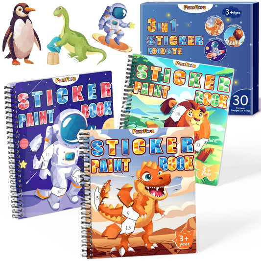PERRYHOME dinosaur sticker book cover showing vibrant themes for creative play